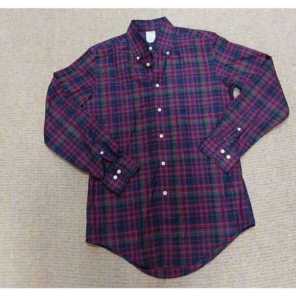 Brooks brothers mens small REGENT shirt 100% AMERICAN SUPIMA COTTON red green - Picture 1 of 6